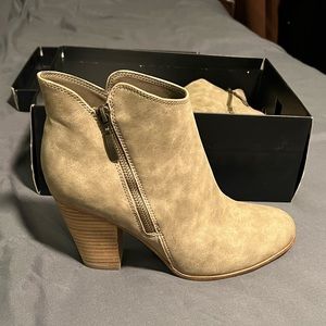Taupe Ankle Booties Worn Once With Box